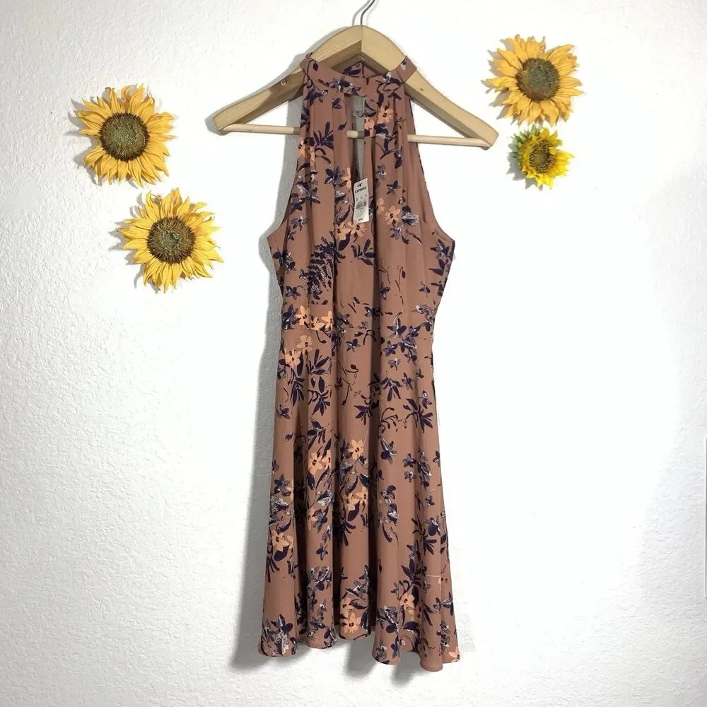 Express NWT $70 Floral Sleeveless Halter Top Dress Size 6 Small Women’s